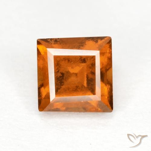 0.90ct Natural Laranja Profundo granada hessonita, Quadrado, VS