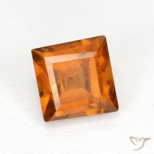 granada hessonita Laranja Profundo Natural 0.90ct, Quadrado, VS