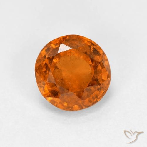 0.92ct Natural Laranja Profundo granada hessonita, Redondo, VS-SI