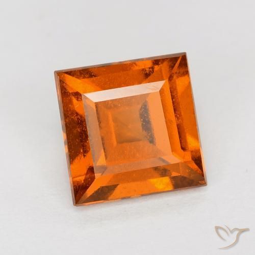 granada hessonita Laranja Profundo Natural 1.70ct, Quadrado, VS