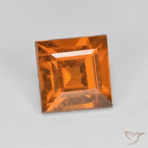 granada hessonita Laranja Profundo Natural 1.18ct, Quadrado, VS