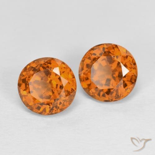 Pedras preciosas de Granada Hessonita Laranja Médio natural de 1.78 ct, Corte Redondo, VS