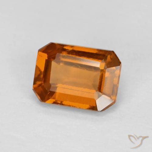 1.27ct Natural Laranja amarelado granada hessonita, Corte Esmeralda, VVS-VS