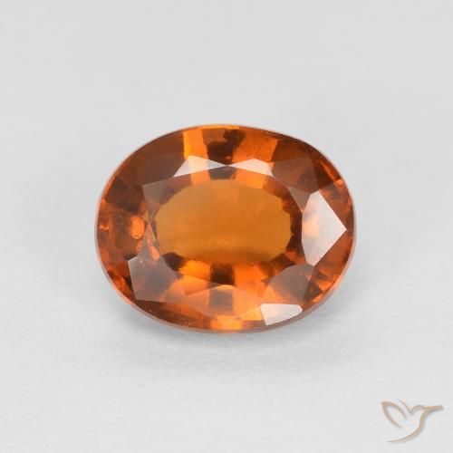 1.61ct Natural Medium Dark-Orange granada hessonita, oval, VVS-VS