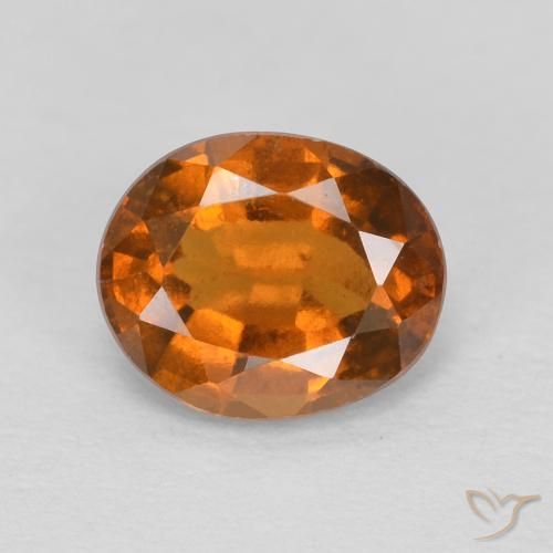 1.26ct Natural Medium Dark-Orange granada hessonita, oval, VS