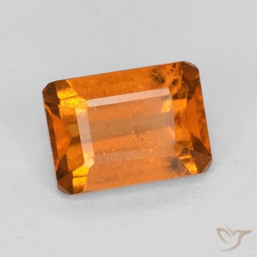 granada hessonita Laranja Profundo Natural 1.26ct, Corte Octógono / Esmeralda, VS