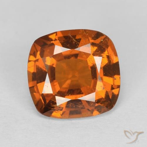 1.74ct Natural Medium Dark-Orange granada hessonita, Almofada, VVS-VS