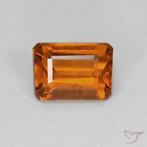 1.25ct Natural Medium Dark-Orange granada hessonita, Corte Esmeralda, VVS-VS
