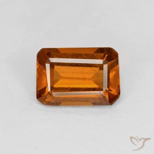 1.06ct Natural Medium Dark-Orange granada hessonita, Corte Esmeralda, VVS-VS