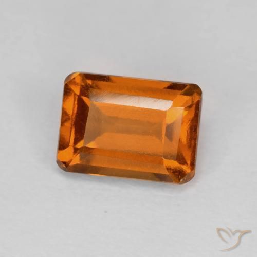 1.41ct Natural Laranja Profundo granada hessonita, Corte Esmeralda, VVS-VS