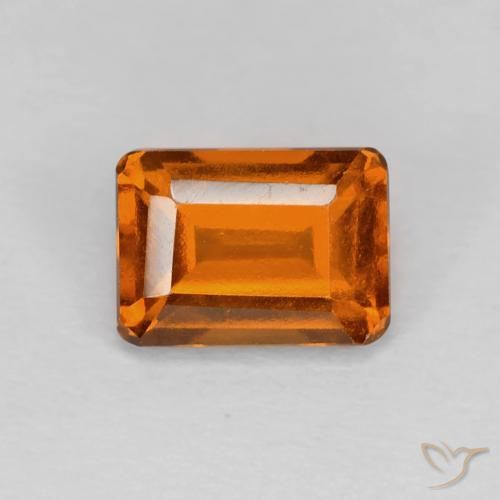 granada hessonita Laranja Profundo Natural 1.41ct, Corte Octógono / Esmeralda, VVS-VS