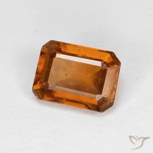 granada hessonita Laranja Profundo Natural 1.27ct, Corte Octógono / Esmeralda, VS
