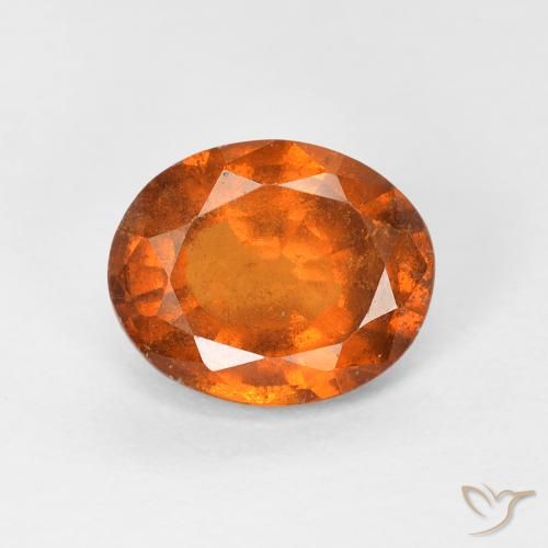 1.56ct Natural Medium Dark-Orange granada hessonita, oval, VS-SI