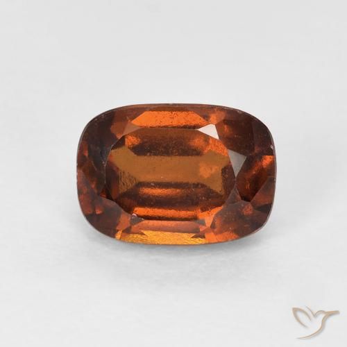 granada hessonita Laranja Profundo Natural 1.44ct, Almofada, VS