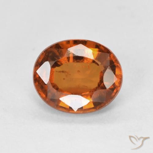 1.45ct Natural Medium Dark-Orange granada hessonita, oval, VS