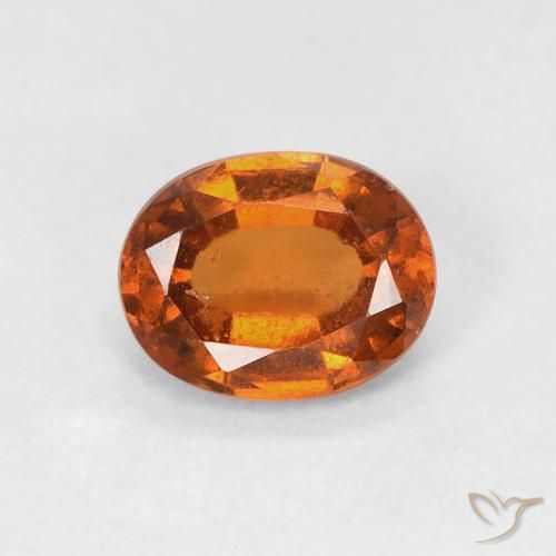 0.89ct Natural Medium Dark-Orange granada hessonita, oval, VS