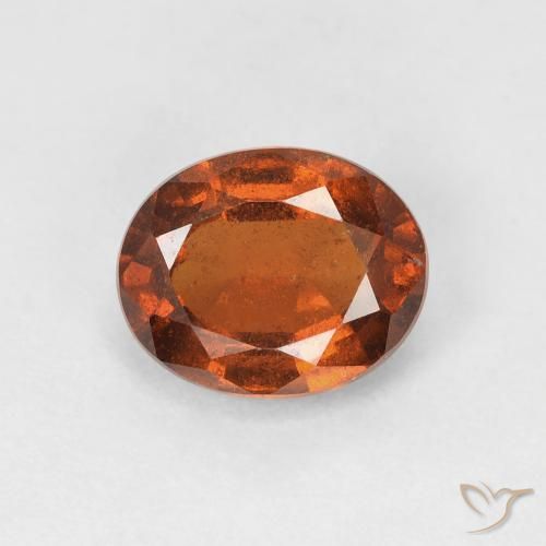 1.67ct Natural Medium Dark-Orange granada hessonita, oval, VS