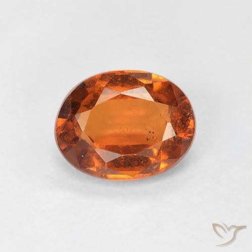 1.24ct Natural Medium Dark-Orange granada hessonita, oval, VS