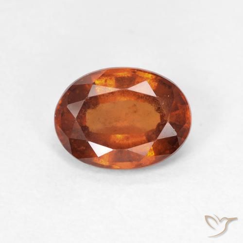 1.35ct Natural Medium Dark-Orange granada hessonita, oval, VS