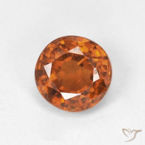 0.94ct Natural Medium Dark-Orange granada hessonita, Redondo, VVS-VS