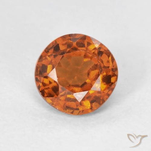 0.95ct Natural Medium Dark-Orange granada hessonita, Redondo, VVS-VS