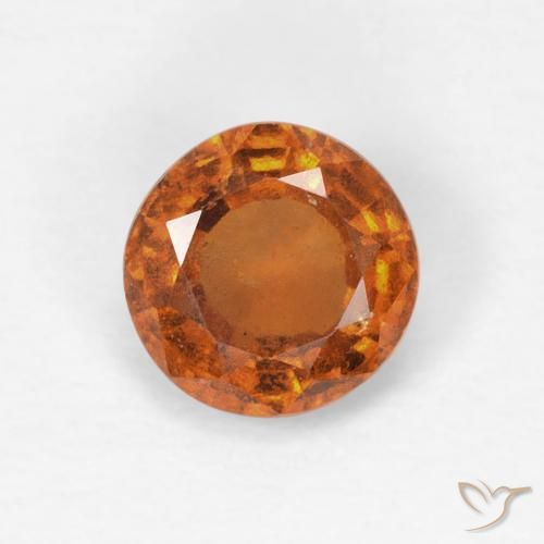 0.83ct Natural Medium Dark-Orange granada hessonita, Redondo, VS