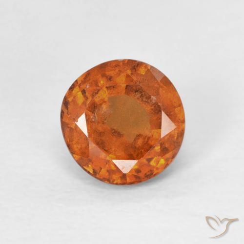 0.85ct Natural Medium Dark-Orange granada hessonita, Redondo, VS