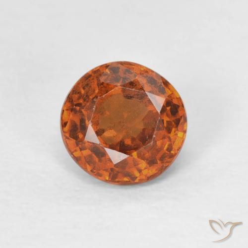 0.85ct Natural Medium Dark-Orange granada hessonita, Redondo, VS