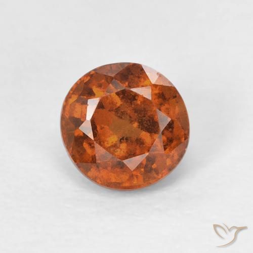 0.91ct Natural Laranja Profundo granada hessonita, Redondo, VS