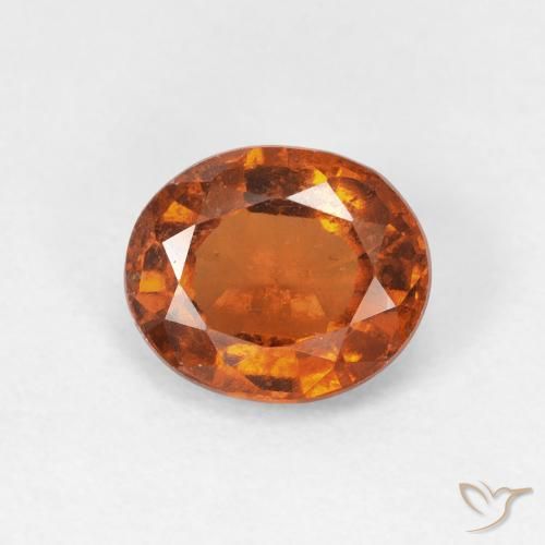 1.56ct Natural Medium Dark-Orange granada hessonita, oval, VS