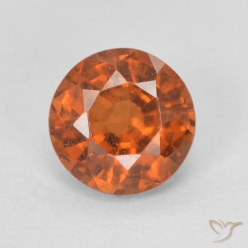 0.86ct Natural Laranja Profundo granada hessonita, Redondo, VVS-VS