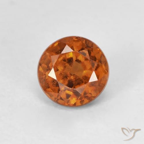 0.90ct Natural Medium Dark-Orange granada hessonita, Redondo, VVS-VS