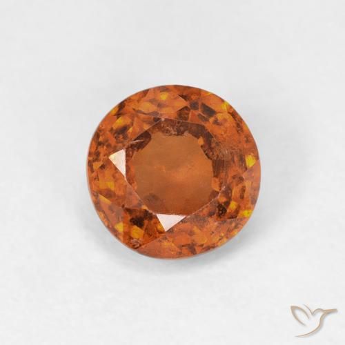 0.96ct Natural Medium Dark-Orange granada hessonita, Redondo, VS