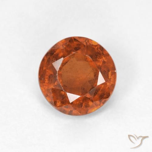 0.95ct Natural Medium Dark-Orange granada hessonita, Redondo, VS