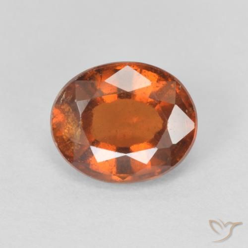 1.73ct Natural Medium Dark-Orange granada hessonita, oval, VS
