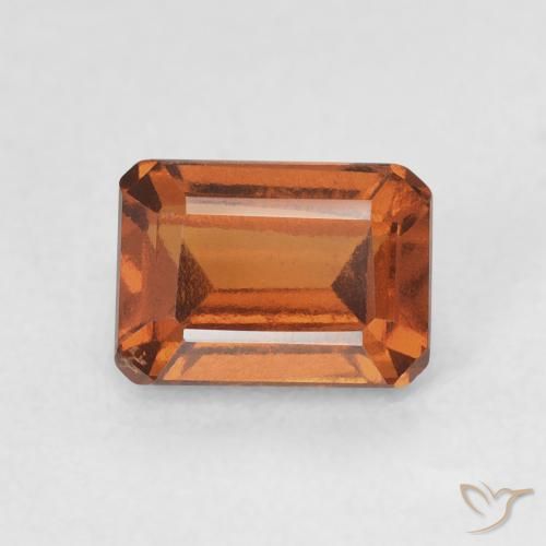 1.43ct Natural Medium Dark-Orange granada hessonita, Corte Esmeralda, VVS-VS
