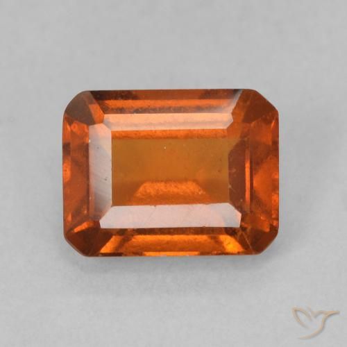 1.56ct Natural laranja avermelhado granada hessonita, Corte Esmeralda, VS