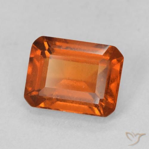granada hessonita laranja avermelhado Natural 1.56ct, Corte Octógono / Esmeralda, VS