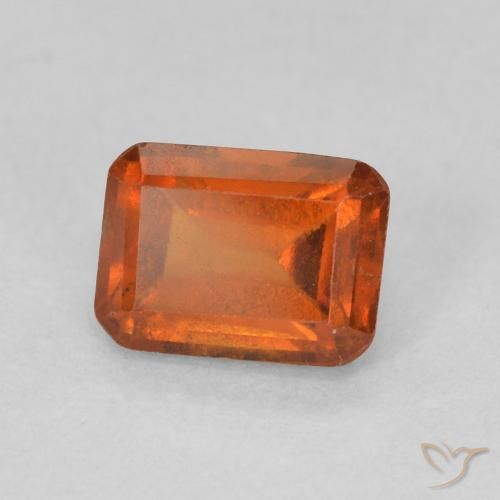 granada hessonita laranja avermelhado Natural 1.28ct, Corte Octógono / Esmeralda, VS