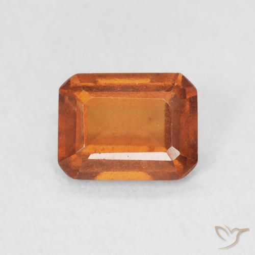 0.90ct Natural Laranja Profundo granada hessonita, Corte Esmeralda, VVS-VS