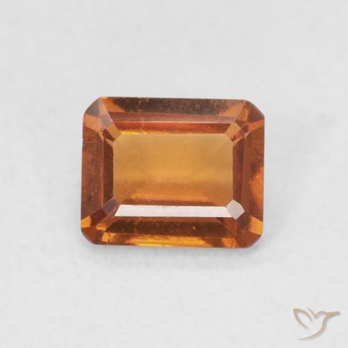 0.82ct Natural Medium Dark-Orange granada hessonita, Corte Esmeralda, VVS-VS