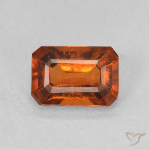 0.90ct Natural Laranja Profundo granada hessonita, Corte Esmeralda, VS