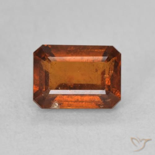 1.42ct Natural laranja avermelhado granada hessonita, Corte Esmeralda, VS-SI
