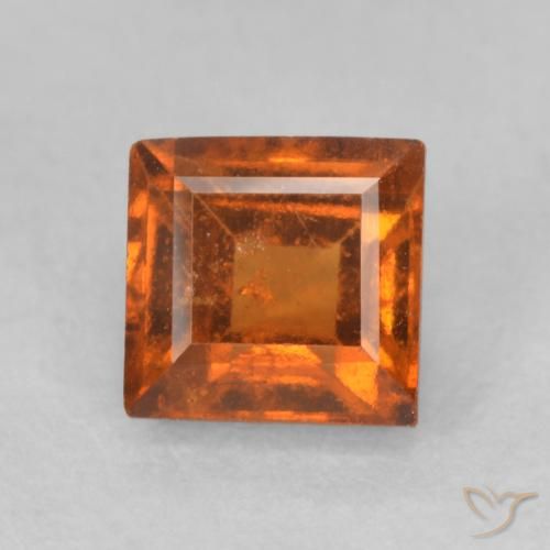 1.00ct Natural laranja avermelhado granada hessonita, Quadrado, VS-SI