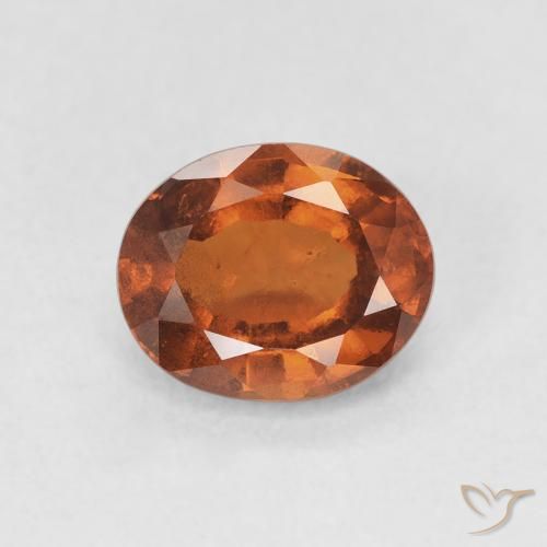 1.77ct Natural Medium Dark-Orange granada hessonita, oval, VS