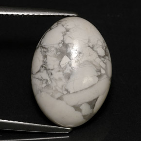 Howlita branco natural 9,53ct, corte oval, opaco