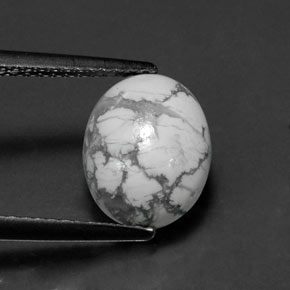 Howlita branco natural 2,69ct, corte oval, opaco