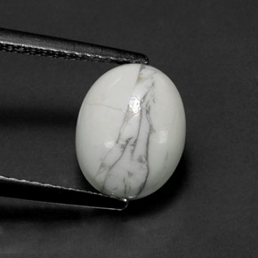 Howlita branco natural 2,69ct, corte oval, opaco