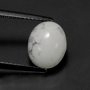Howlita branco natural 2,55ct, corte oval, opaco
