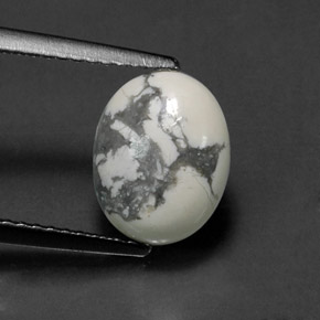 Howlita Branco acinzentado Natural 2,66ct, Corte Oval, Opaco